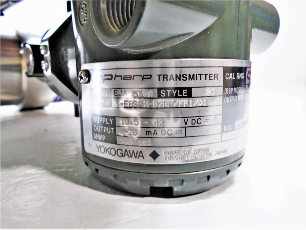 Yokogawa EJA 530A DPHarp Transmitter W/ 3" Stainless Tri-Clamp Diaphragm Valve